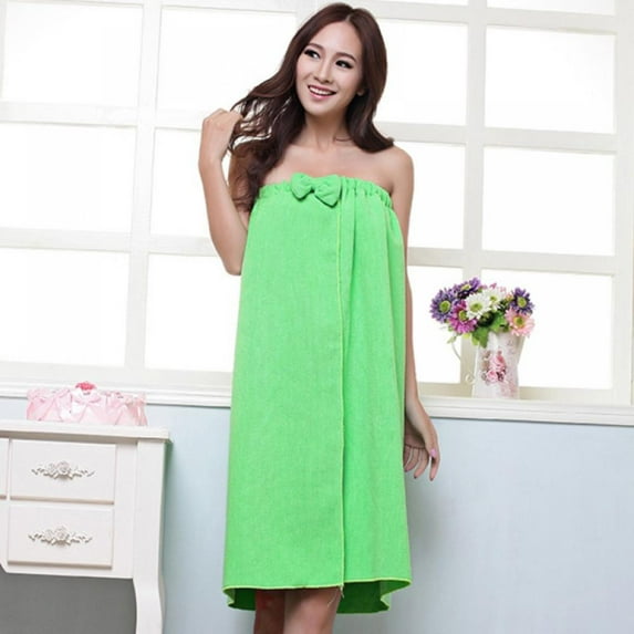 Elaydool (Green) Women's Bath Towel Wrapped Bathrobe, Cotton Bath Towel Adjustable Seal, Gym and Shower