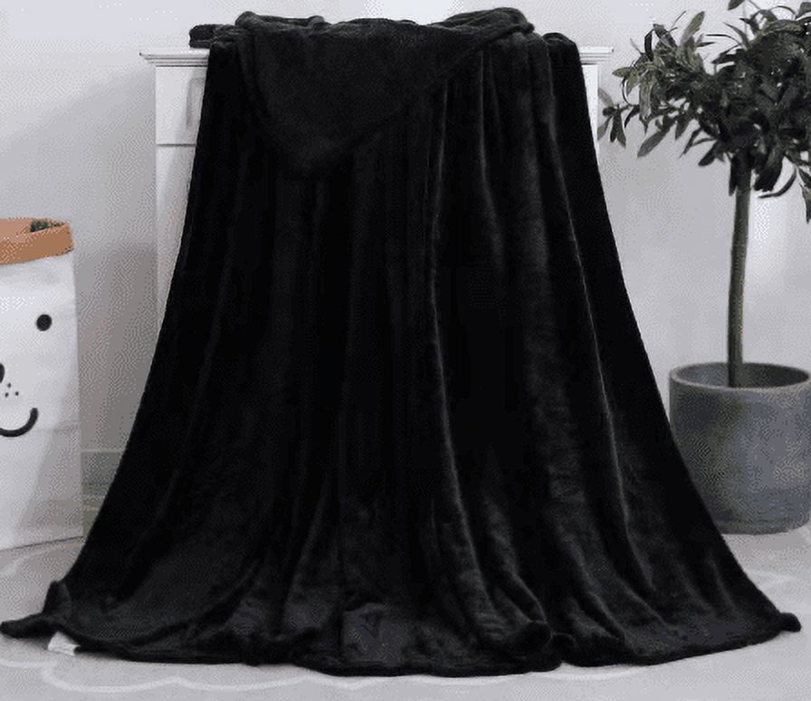 Elayu Black Coral Fleece Cozy Throw Flannel Blanket Solid Color Blanke 50” X 70” Home Textiles Black (50X70Cm), 1*Blanket Clearance Sale