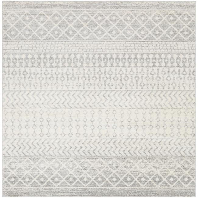 Elaziz ELZ-2308 10' Square Rug in Light Gray/Medium Gray/White