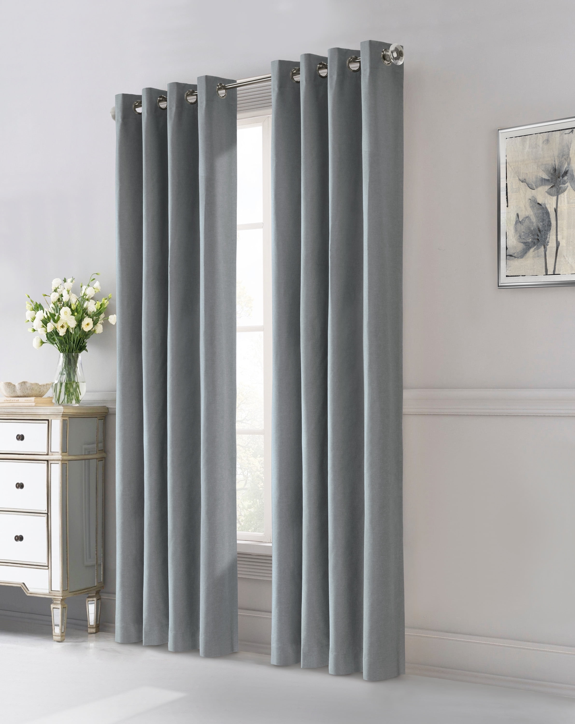 Elba Total Blackout Textured Curtain Panel 52" x 84" in Blue