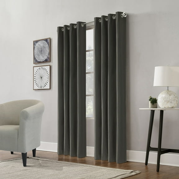 Elba Total Blackout Textured Curtain Panel 52" x 84" in Charcoal