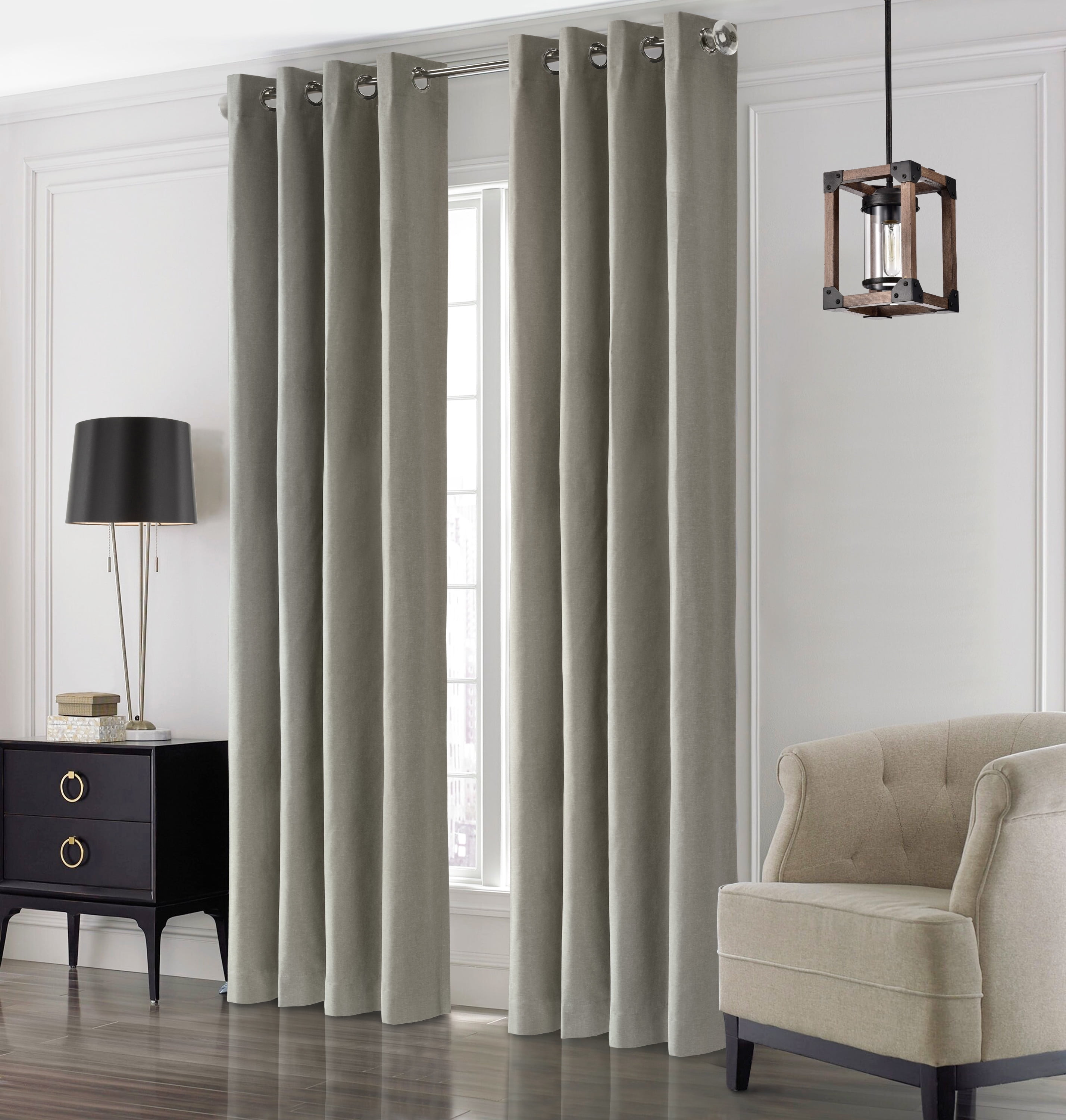 Elba Total Blackout Textured Curtain Panel 52" x 95" in Light Grey