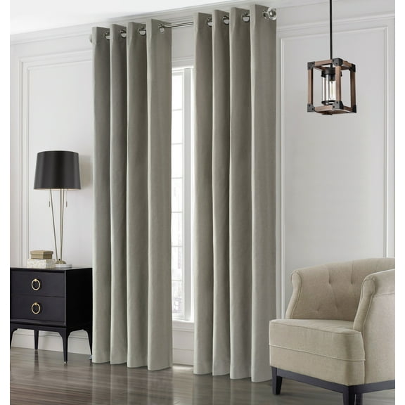 Elba Total Blackout Textured Curtain Panel 52" x 95" in Light Grey