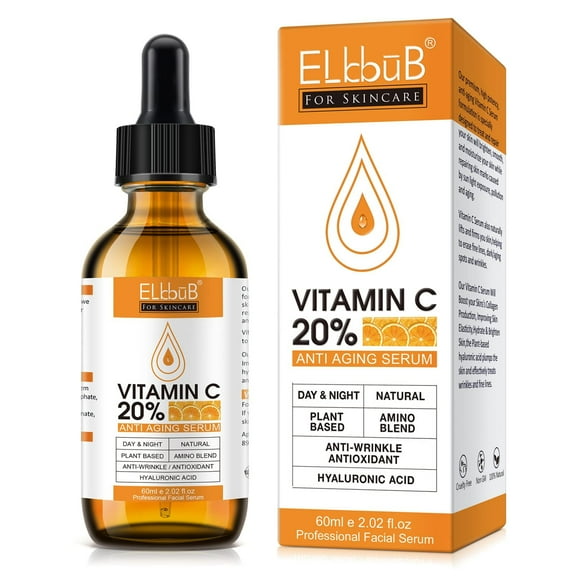 Elbbub Premium 20% Vitamin C Serum for Face,Boost Skin Collagen,Brighten Hydrate & Plump Skin, Anti Aging & Wrinkle Facial Serum,Hyaluronic Acid|Retinol|Amino Acids,30ml