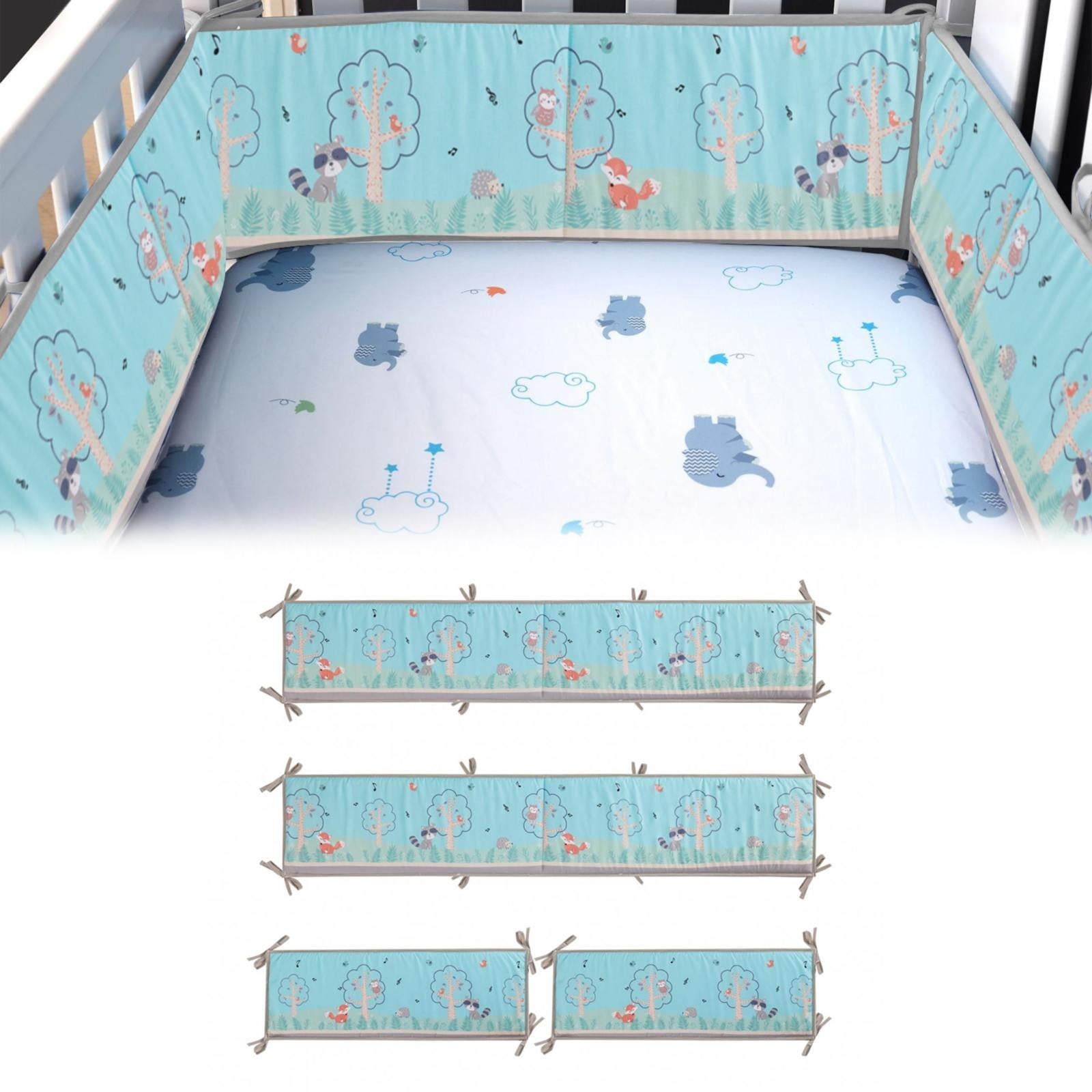 Elbeaqi Baby Crib 4 Pack Cotton Crib Bumper Pads for Boys Girls