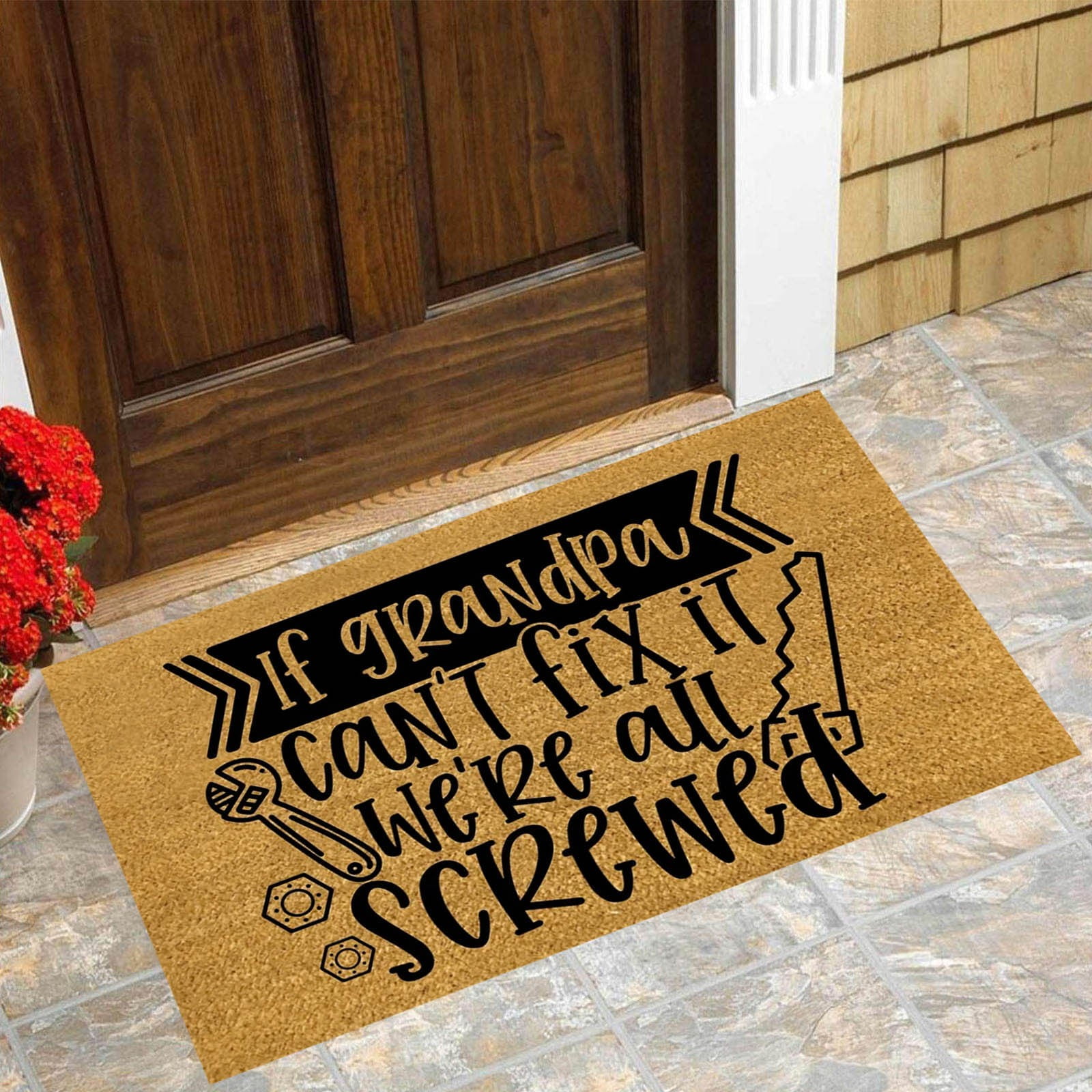 Elbeaqi Fun Doormat Best Grandpa and Grandma Dad in The World Father's