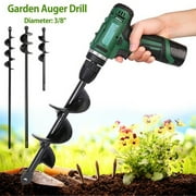 Elbeaqi Garden Augers Drill Bit For Plantings 4x22cm Drill Bit Bulb Planter For Hex Driver Drill Solid Steel Shaft Black