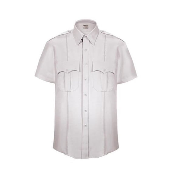 Elbeco TexTrop2 Men's Short Sleeve Shirt Zippered Front, White, Neck: 17.5