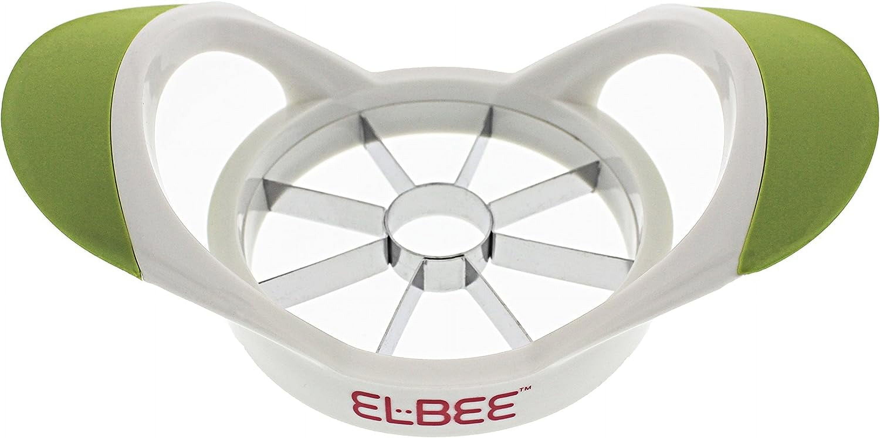 Elbee Green and White Apple Slicer with Stainless Steel Blades