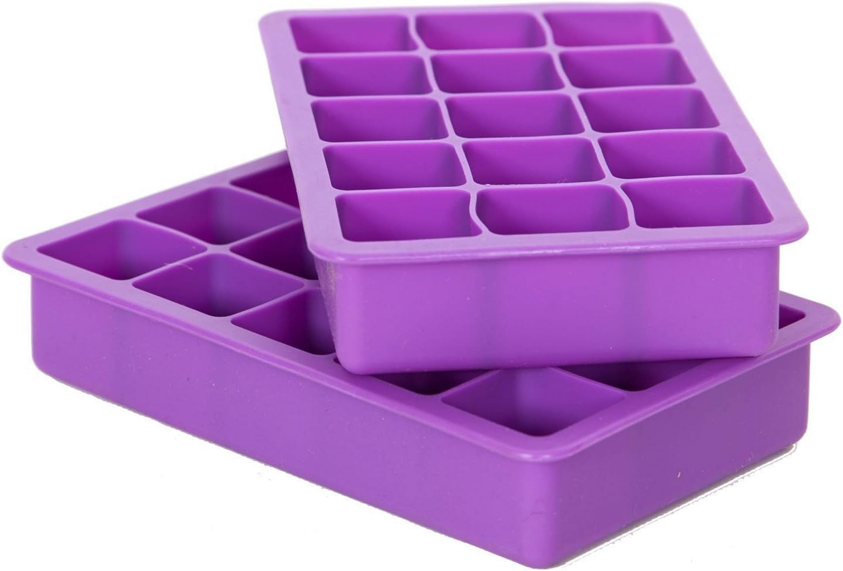 Ice Cube Trays 4 Pack (128 Ice Cubes), Stackable Silicone Bottom Ice Trays  Ice Cube Molds Container Set with Airtight Lid 