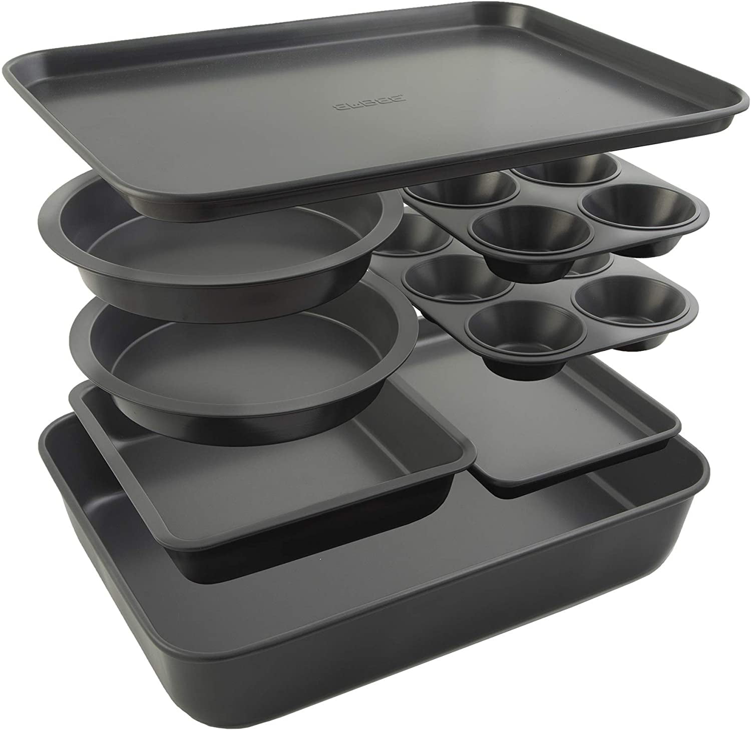 Bakeware Set Professional Carbon Steel Baking Pans Set - Space Saving  Baking Tools Kit with Cake Mold, Pizza Tray - Perfect for Home Kitchen(Gold)