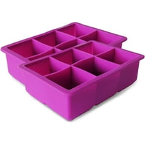Elbee Silicone Ice Cube Tray Large Food Grade Ice Cube Mold, Purple 2-Pack