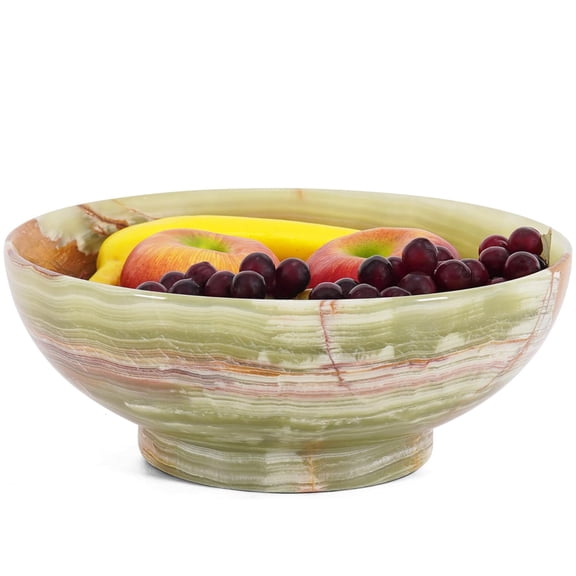 Elborse Marble Fruit Bowl For Kitchen Counter Green 10" Inch Handmade Fruit Dish, Decorative Bowls For Entryway Table, Modern Candy Bowl For Kitchen Storage