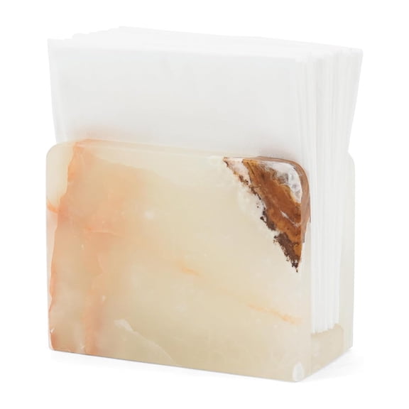 Elborse Marble Mini Napkin Holder 3 inch White Onyx Handmade Simple Modern Home and Kitchen Paper Towel Holder Countertop for Home Décor and Coffee Tables