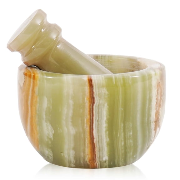 Elborse Marble Mortar and Pestle Set Green Onyx 2.5 inch Handmade Small Spice Grinder for Kitchen Decor - Pill Crusher Fine Powder, Herb Grinder for Garlic Paste