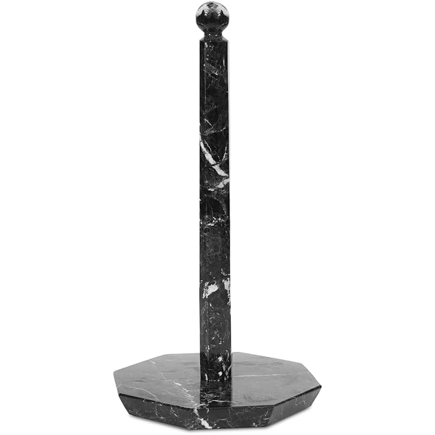 Elborse Marble Paper Towel Holder 12.5 inch Black Handmade Star Countertop Stand for Kitchen & Bathroom, Elegant Stone Design, Paper Towels Organizer, Kitchen Décor Accessory