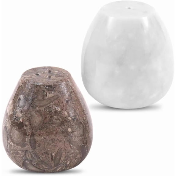 Elborse Marble Salt and Pepper Shakers Set of 2 Oceanic & White 2.3" Salt & Sugar Container, Seasoning Spice Jars For Modern Kitchen Decor