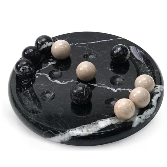 Elborse Marble Tic Tac Toe Board Game 6" inches Verona and Black Cute Classic Decorative Board Game for Adult & Family, Ideal Travel, Home Decor & Coffee Table Decor