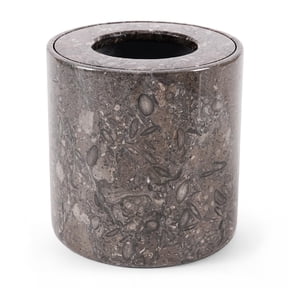 Elborse Marble Trash Can with Lid 6 inch Oceanic Handmade Small Garbage Can for Bedroom Office Floor Protection, Waste Basket Fits Kitchen Laundry and Dorm Rooms Round Design Saves Space