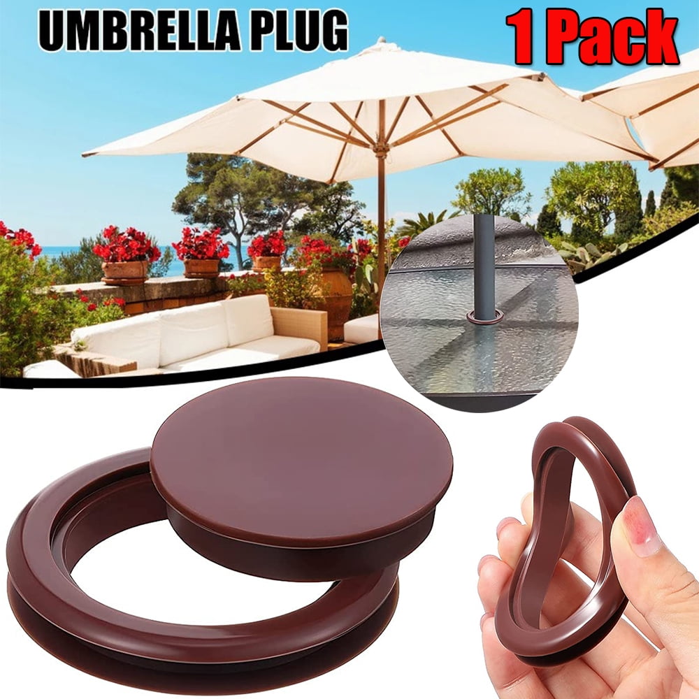 Elbourn 2 Inch Patio Table Umbrella Hole Ring with Cap Set Silicone