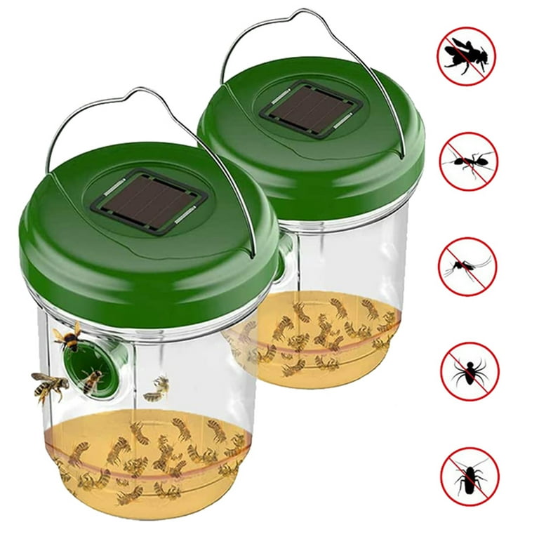 Elbourn 2 Pack Outdoor Hanging Wasp Trap with UV LED Light
