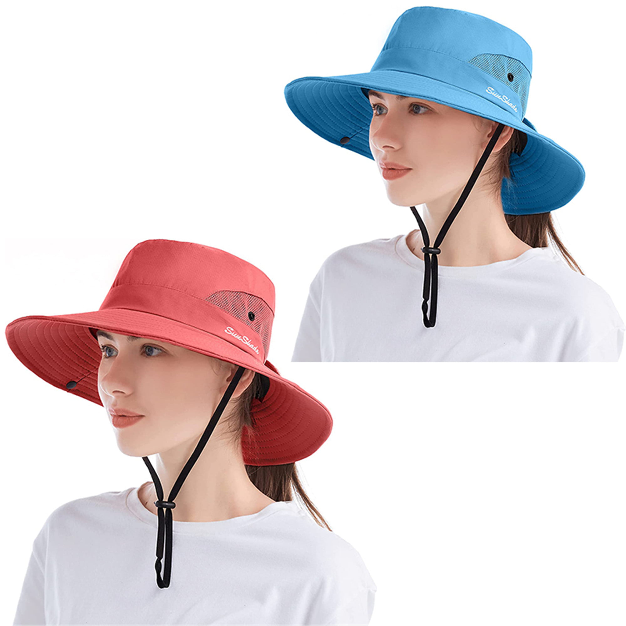 Women'S Sun-Hat Uv-Protection-Foldable Mesh Wide-Brim Outdoor