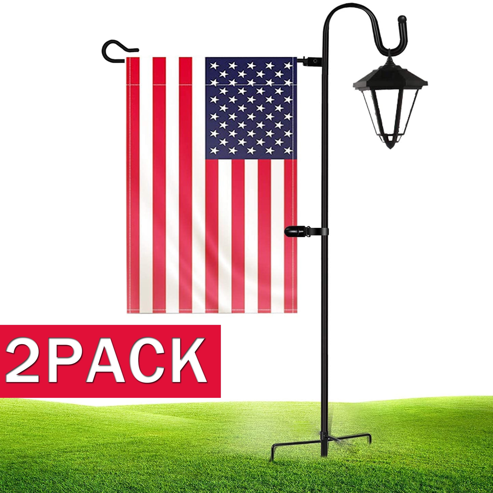 Elbourn 2Pack Garden Flag Holder Stand Shepherd Hook,54 Inch 1/2 Thick  Garden Flag Pole, Rust-Proof Shepherds Hook Flag Stand for Flag, Lights