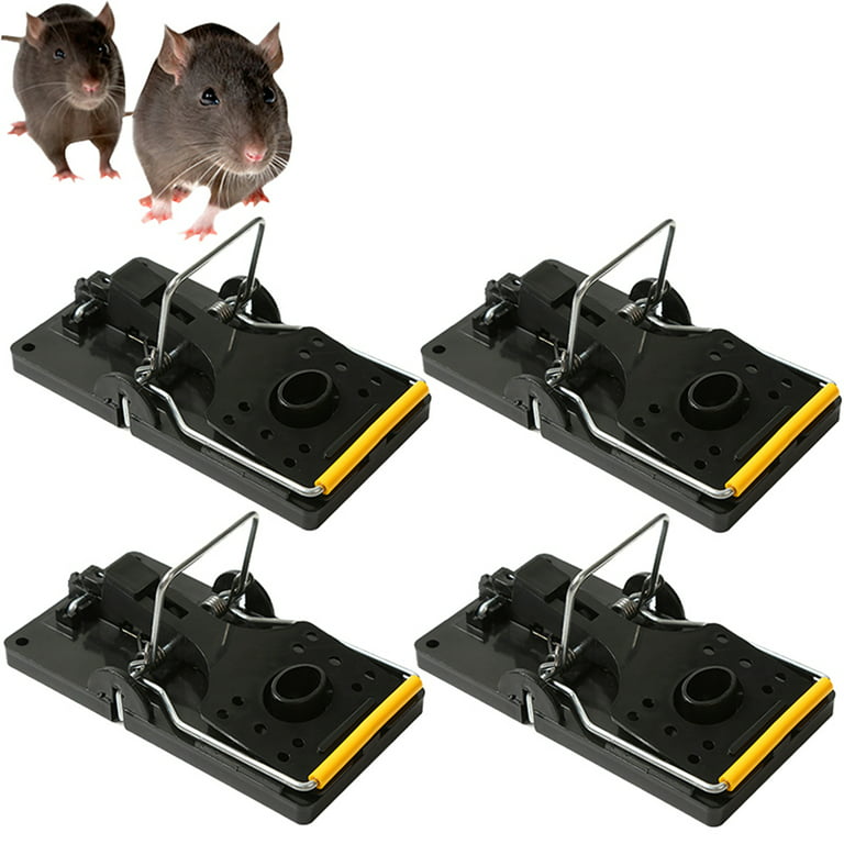 Elbourn 4-Pack Reusable Rat Catching Mice Mouse Traps Mousetrap Bait Snap  Spring Rodent Catcher for Indoor Outside Pest Control