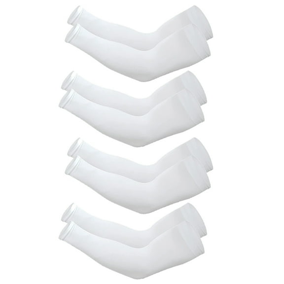 Elbourn 4 Pair UV Sun Protection Cooling Arm Sleeves, Long Sun Protective Sleeves for Men Women (White)