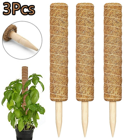 Elbourn 40CM Coir Totem Pole Moss Stick Fibre Climbing Support Totem Pole for Support, Climbing (3Pc)