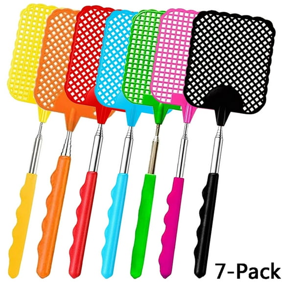 Elbourn 7-Pack Telescopic Swatter, Fly Swatters Multi Color, Heavy Duty Bugs and Fly Killer