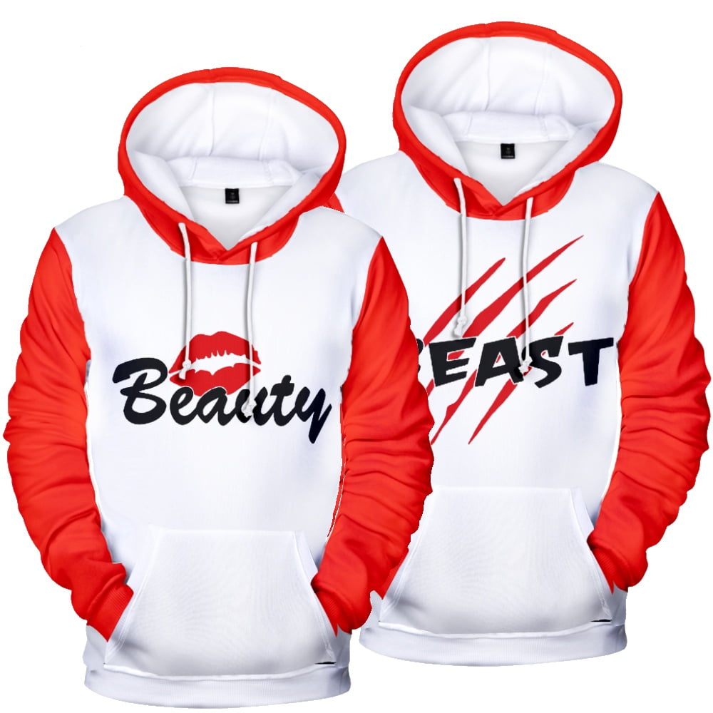 Elbourn Couple Hoodies, Beauty & Beast Couple Matching Hoodies Customized  Hoodies For Teen Couples Hoodies Valentine's Day Gifts 