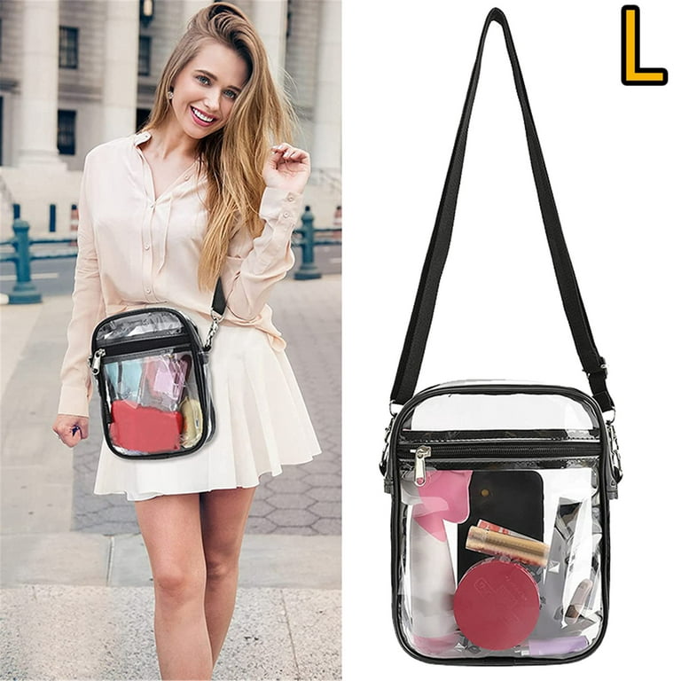 2 In 1 Transparent Mini Bucket Bag for Women Waterproof PVC Clear Shoulder  Sling Bags with Pouch Casual Handbag