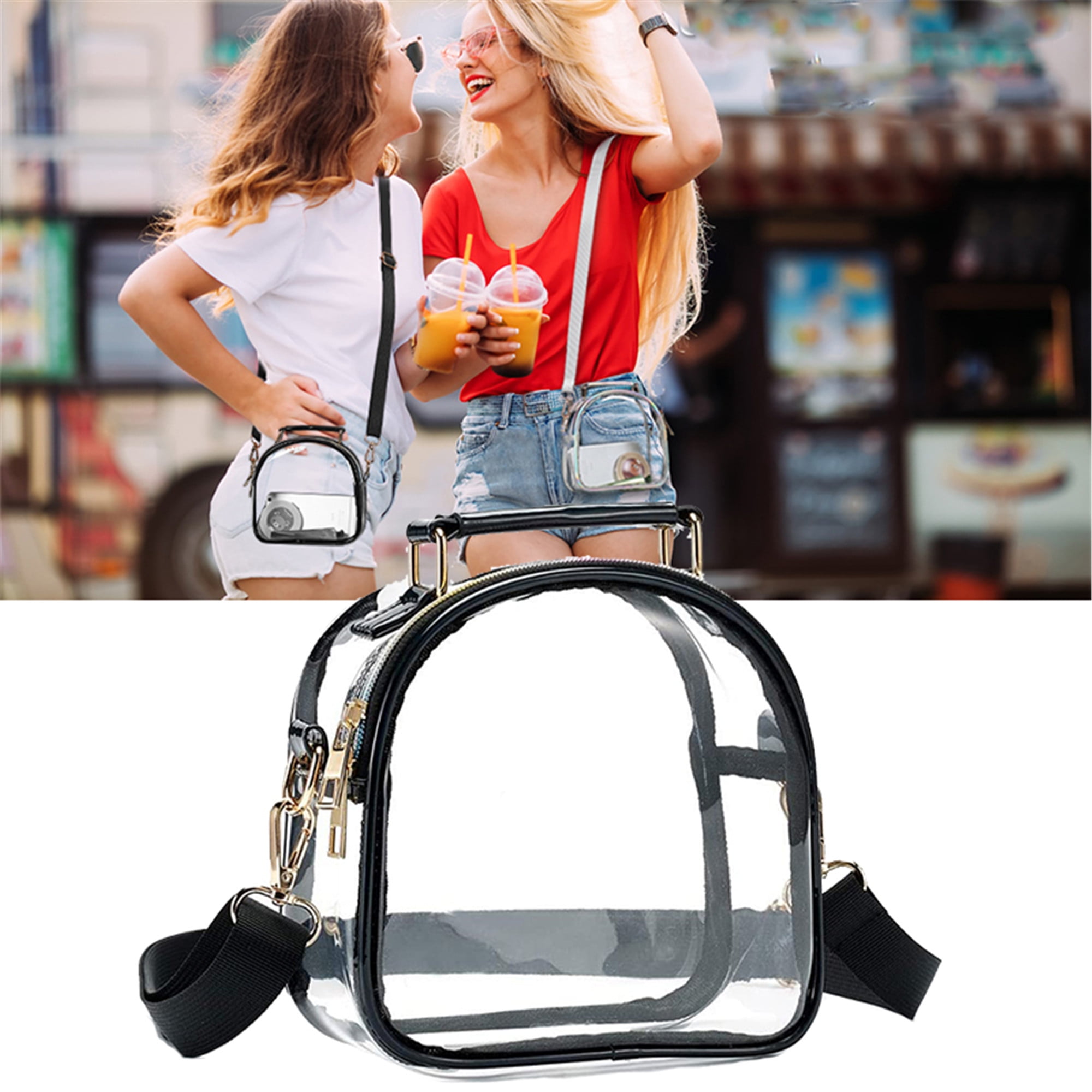 Large Clear Tote Bag, Fashion PVC Shoulder Handbag for Women, Clear Stadium  Bag for Security Travel