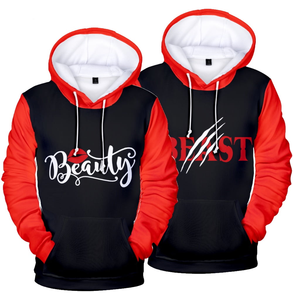 Elbourn Couple Hoodies, Beauty & Beast Couple Matching Hoodies Customized  Hoodies For Teen Couples Hoodies Valentine's Day Gifts 