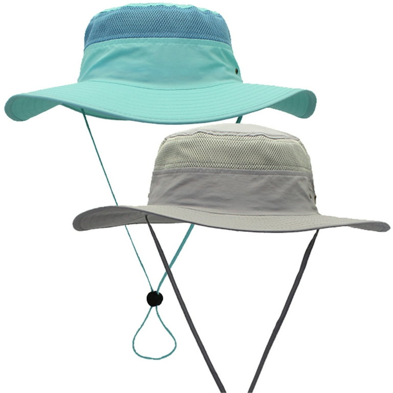 Elbourn Outdoor Men Hats Fishing Cap Wide Brim Anti-uv Beach Sun Caps Women  Bucket Hat Summer Autumn Hiking Camping - 2 Pack 