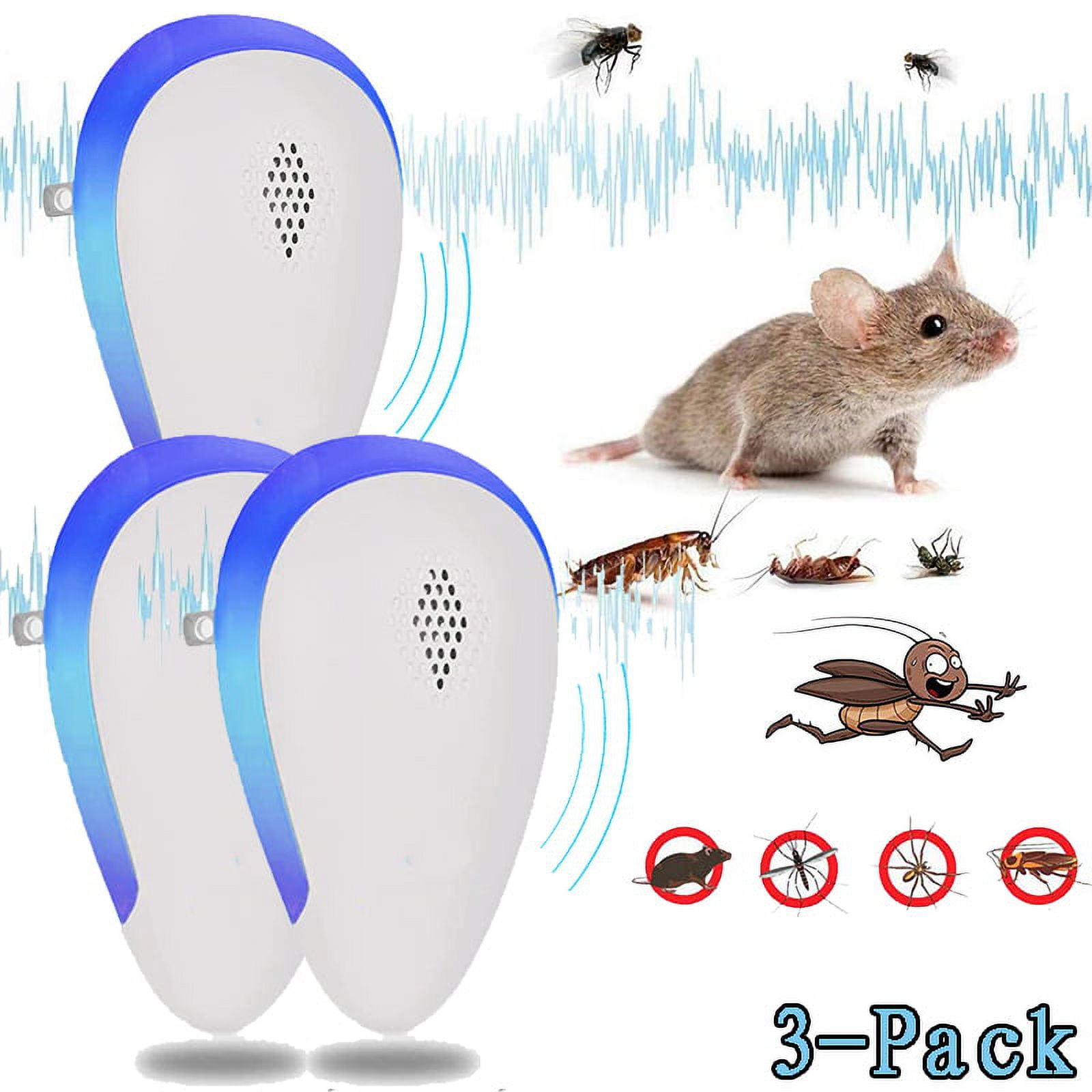 Elbourn Ultrasonic Pest Repeller 3 Pack, Electronic Insect Repellent  Plug-in, Pest Control for Insects, Roach, Bug, Mole 