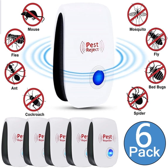 Elbourn Ultrasonic Pest Repeller 6 Pack, Electronic Mice Rodent Repellent Indoor Home Pest Control for Roaches Ants Spiders Insect