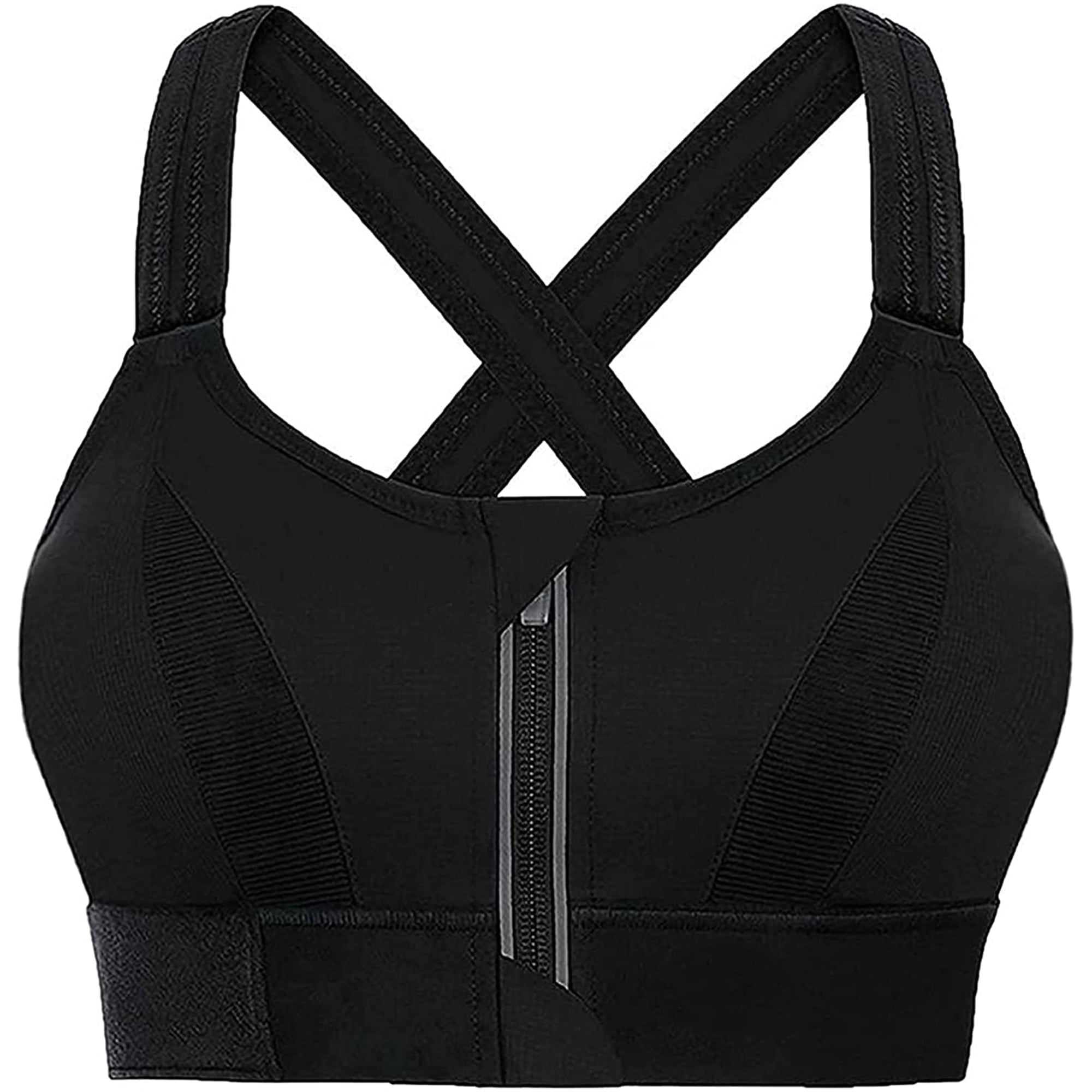 Buy RUNNING GIRL Zip Front Sports Bra for Women,High Impact Adjustable  Strap Criss-Cross Back Padded Workout Yoga Bra, Grey, X-Large at