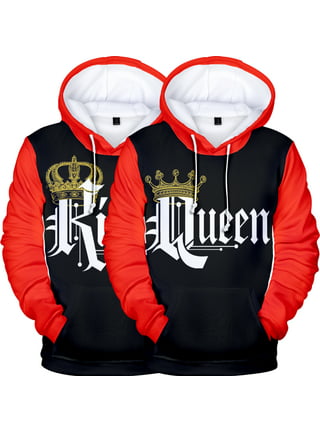 Couple Hoodies King Queen Simple Style Sweatershirt – os melhores