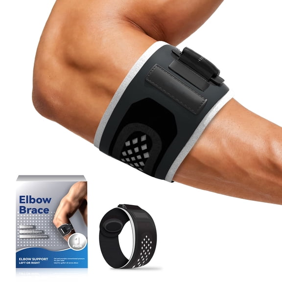 AlphaGeek Tennis Elbow Brace, Golfer's Elbow, Tendonitis Pain Relief, Adjustable Elbow Support Strap with Compression Pad, Sports Support Brace for Men, Women, M Size