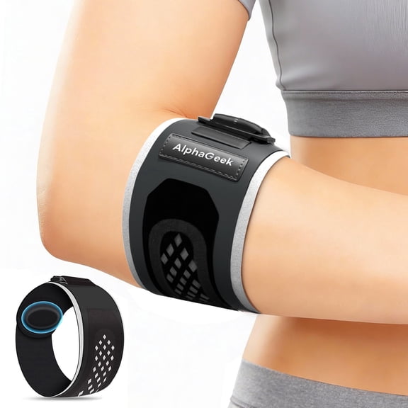 AlphaGeek Tennis Elbow Brace, Golfer's Elbow, Tendonitis Pain Relief, Adjustable Elbow Support Strap with Compression Pad, Sports Support Brace for Men, Women, M Size