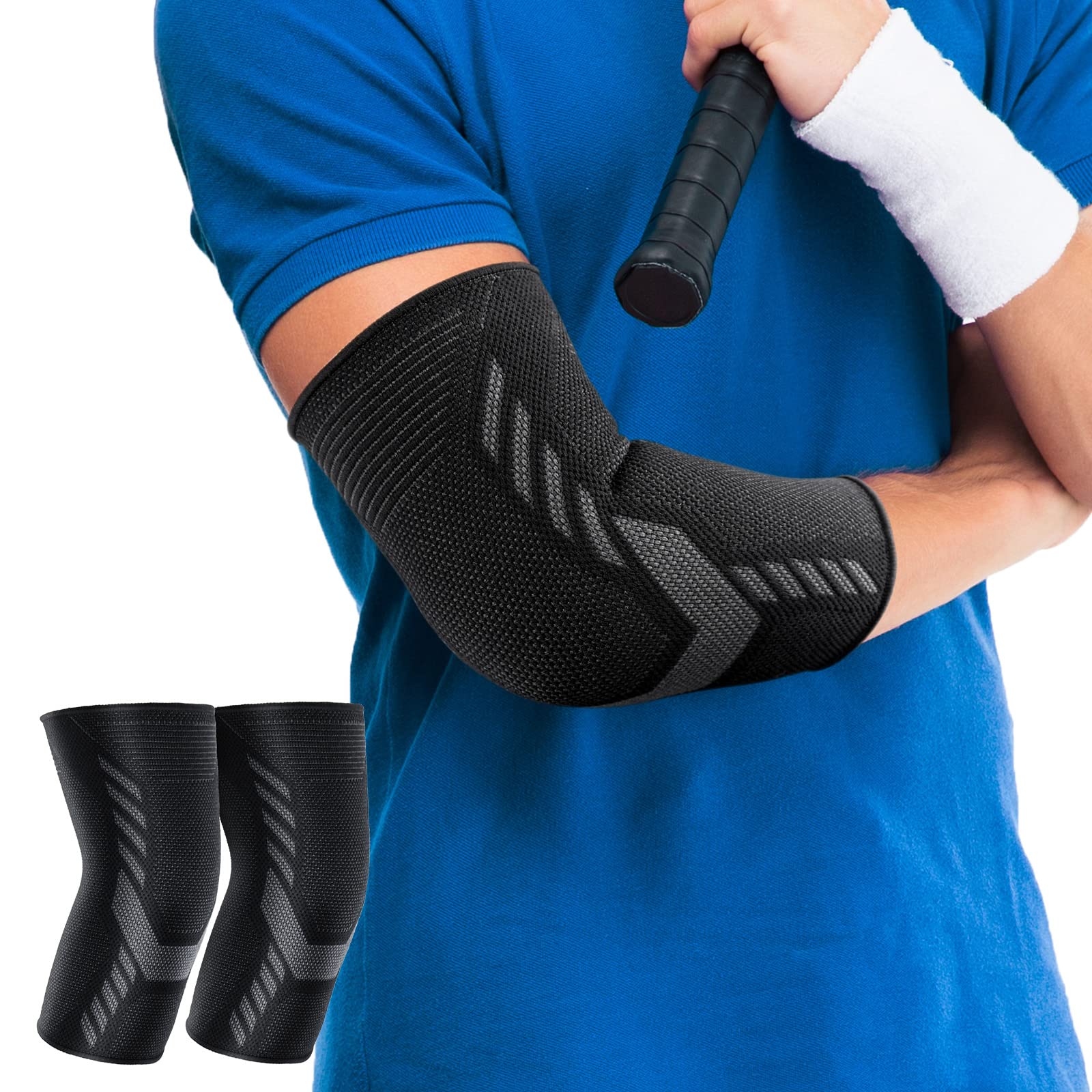 Elbow Compression Sleeve (1 Pair), Elbow Brace for Tendonitis and