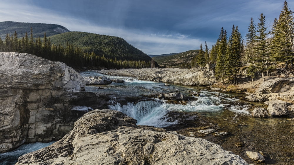 Elbow Falls Elbow River Bragg Creek Kananaskis District Alberta Canada Canvas Art - Ron Harris Design Pics (40 x 22)
