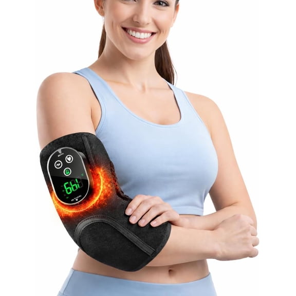 Elbow Heating Pad, Cordless Elbow Brace for Cubital Tunnel and Tennis Elbow Relief, 5 Heat Levels & 3 Vibration Gears, Arm Heating Pad Sleeve with Long Battery Life