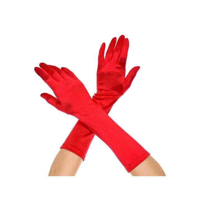 Elegant Red Satin Long Formal Gloves