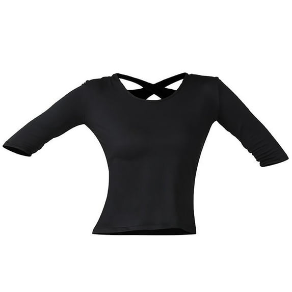 Elbow Length Sleeve Basic Dance Top For Women Adult Ladies Latin Salsa Dance Practice