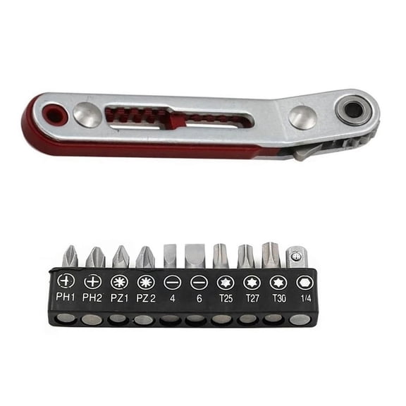 Elbow Mini Ratchet Wrench 90 Degree Offset Screwdriver Handle with Bit Set Dual Drive Ratchet Wrench Hand Tool