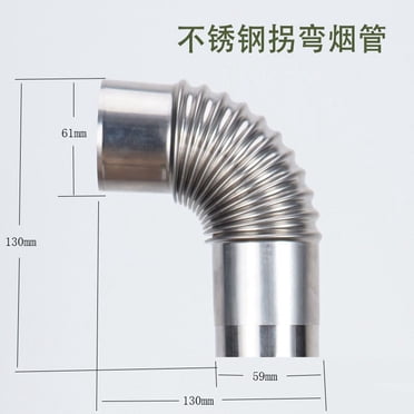 2-Pack 90 Degree Chimney Elbows - 2.36 Inch Stainless Steel Stove Pipe Connectors