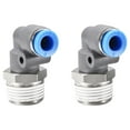 thumbnail image 1 of Elbow Push to Connect Air Fittings 6mm Tube OD  X 3/8PT Thread Pneumatic Connectors Grey 2Pcs, 1 of 3